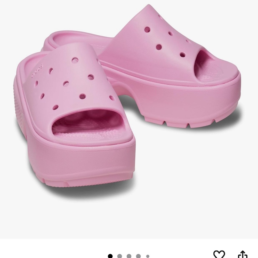 GUC crocs platform stomp slide sz 8 in pink tweed